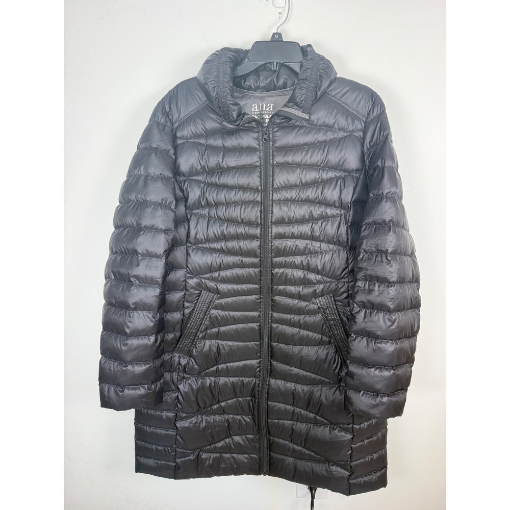 a.n.a A New Approach Black Packable Premium Down Puffer Jacket XL Longline
